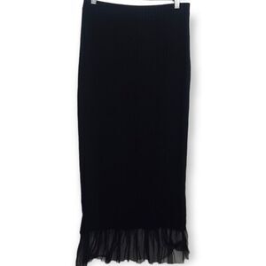 Shein Ribbed Maxi Skirt with Tulle Hem Size Medium